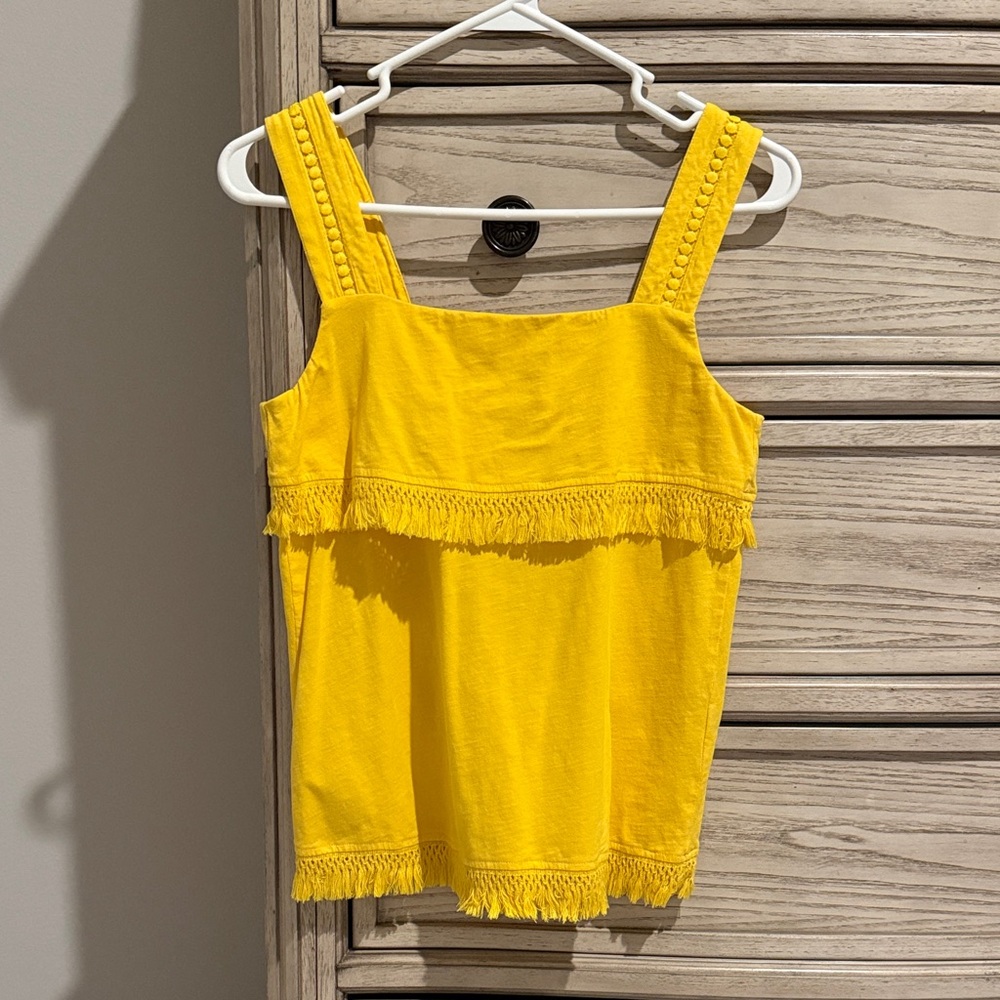 J. Crew Yellow Fringe Tank Top